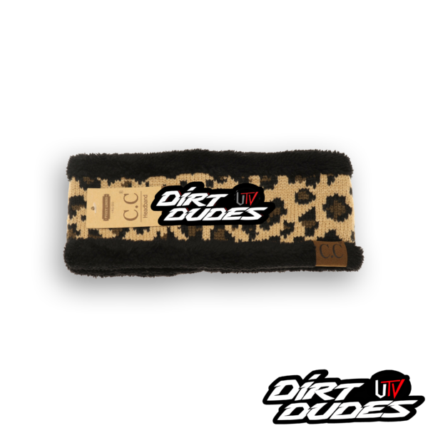 Ladies Fleece Headband - Leopard Black